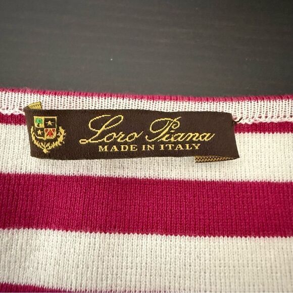 Loro Piana Tank Top Sz 46 White Fuchsia Striped Sleeveless N Neck Stretch Summer - Picture 9 of 14